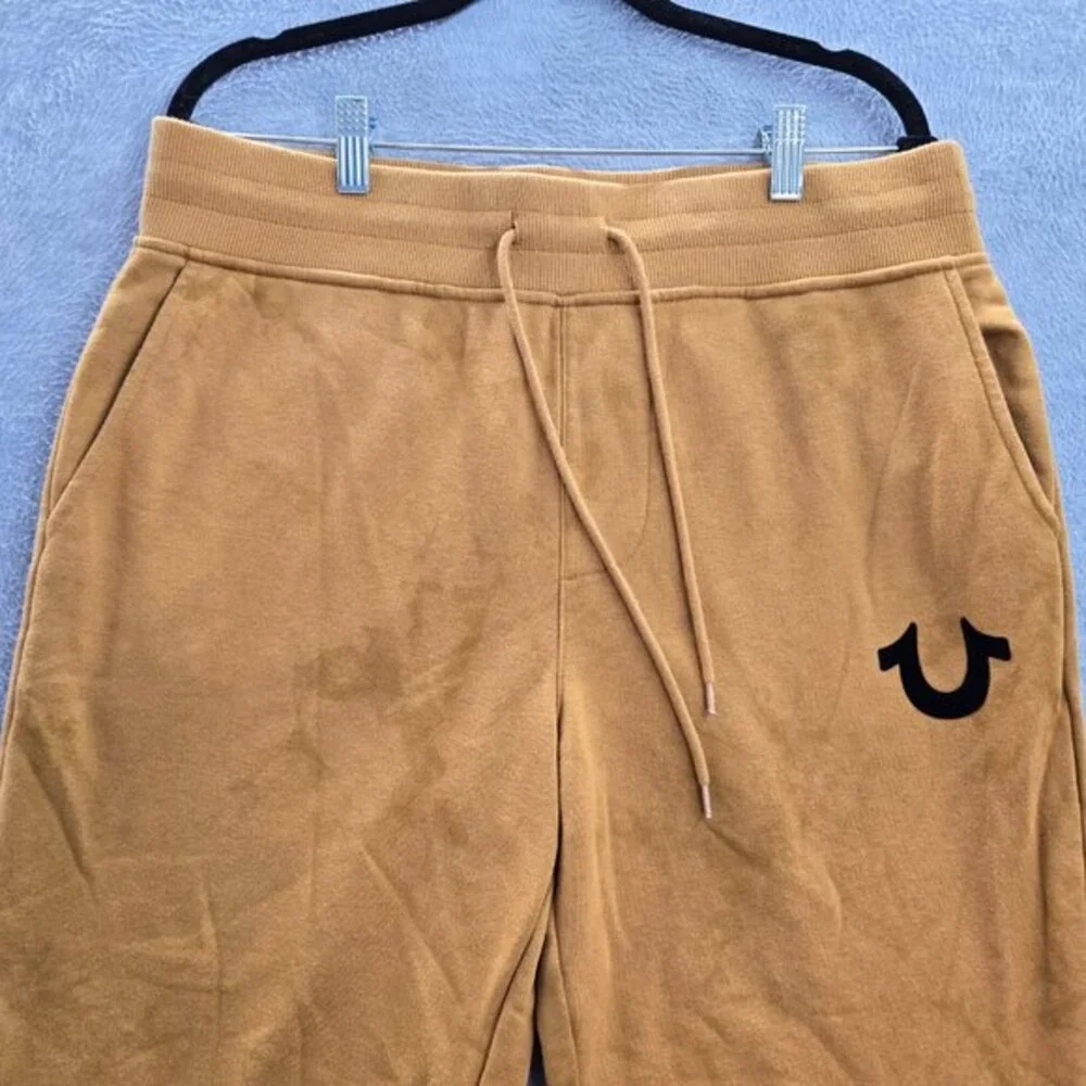 True‎ Religion Pants M Yellow Back Pocket Drawstring Jogger Logo Pockets READ